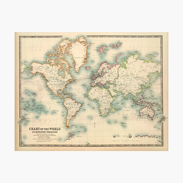 Item preview, Vintage Historical Detailed World Map, Bohemian Map designed and sold by easteuromaps.