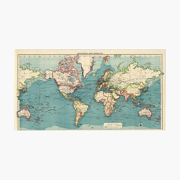 Item preview,  Vintage Old Historical Detailed Blue World Map Boho designed and sold by easteuromaps.