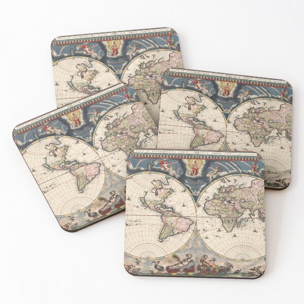 Item preview,  Vintage Historical Detailed World Map, Dark Colours, Bohemian Map designed and sold by easteuromaps.
