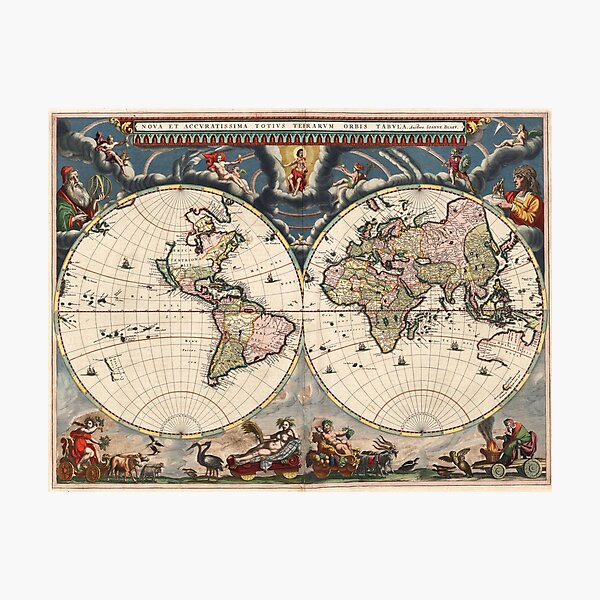 Item preview,  Vintage Historical Detailed World Map, Dark Colours, Bohemian Map designed and sold by easteuromaps.