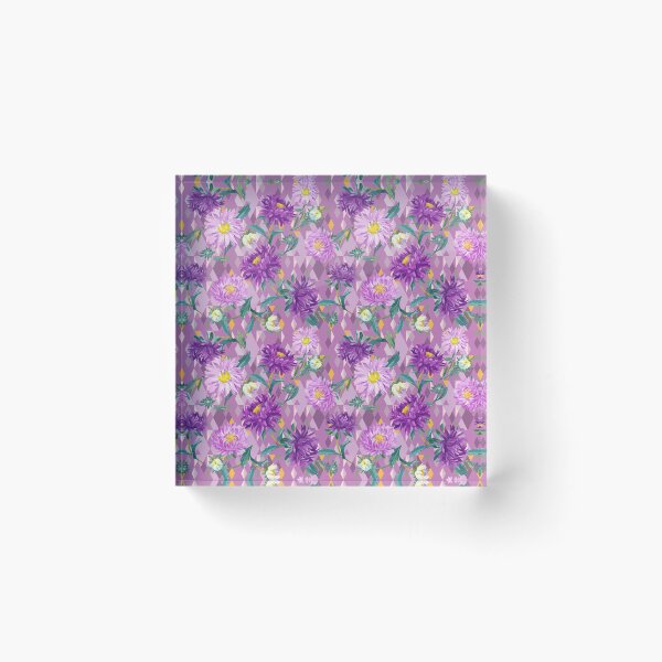 Item preview, Asters on violet Argyle background designed and sold by Irina Ivanova.