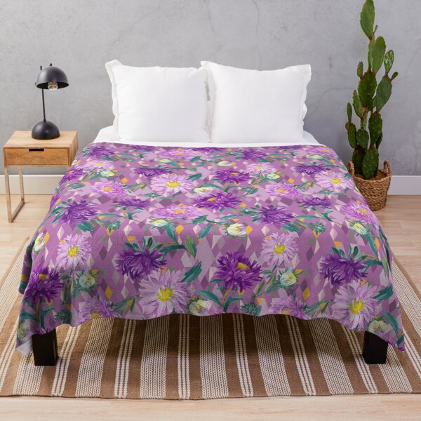 Item preview, Asters on violet Argyle background designed and sold by Irina Ivanova.