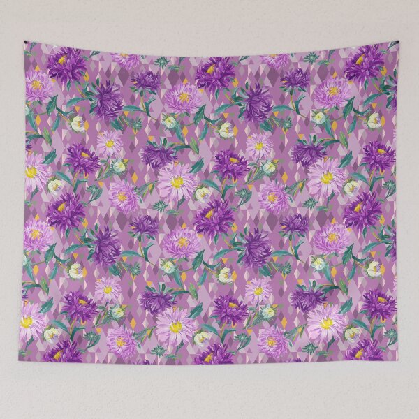 Item preview, Asters on violet Argyle background designed and sold by Irina Ivanova.