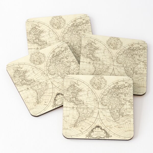 Item preview, Vintage Historical Detailed Black and White World Map Boho designed and sold by easteuromaps.