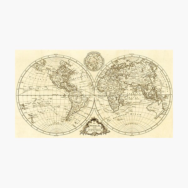 Item preview, Vintage Historical Detailed Black and White World Map Boho designed and sold by easteuromaps.