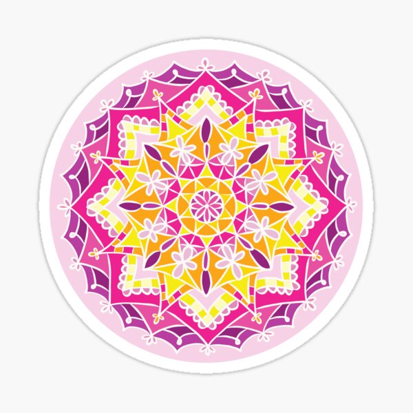 Yellow and Pink Mandala Design Sticker