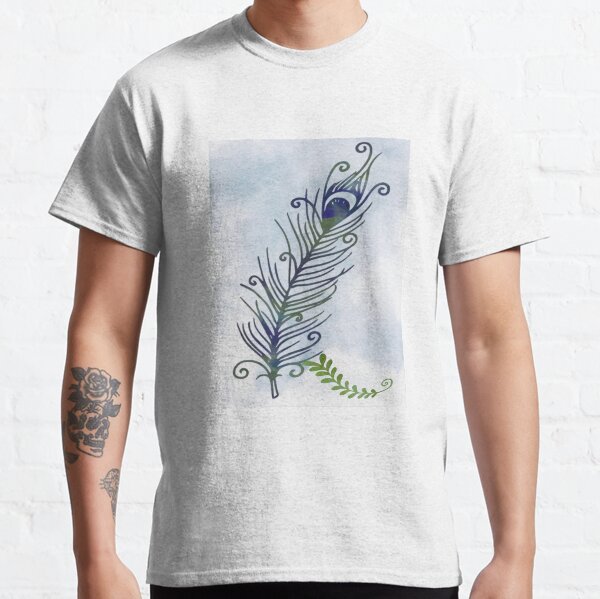 Watercolor Peacock Feather Classic T-Shirt