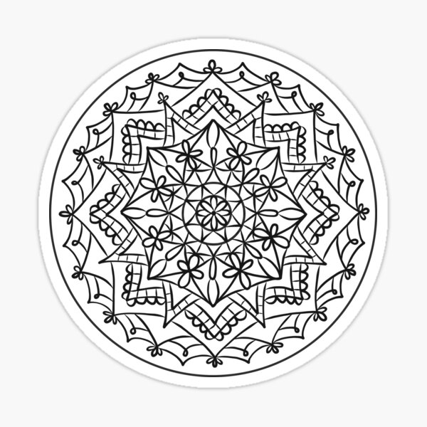 Black and white mandala design Sticker