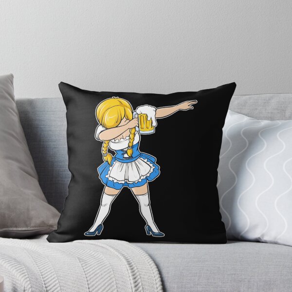 Item preview, Dabbing Blonde Bar Maiden with Mug of Beer Wearing a Dirndl graphic designed and sold by tronictees.