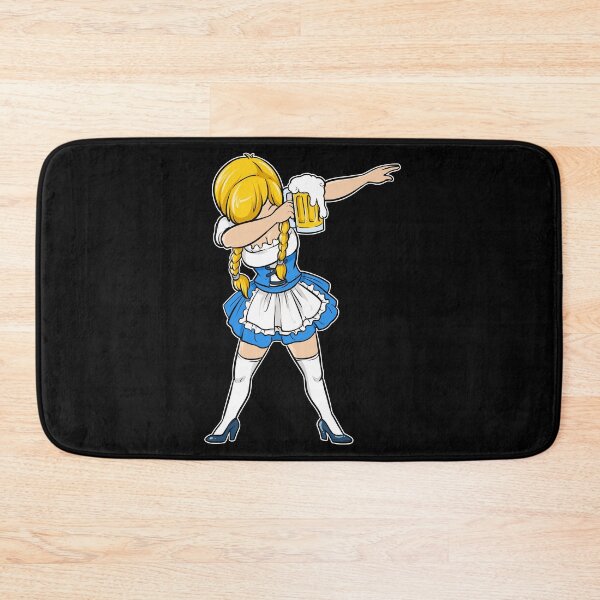 Item preview, Dabbing Blonde Bar Maiden with Mug of Beer Wearing a Dirndl graphic designed and sold by tronictees.