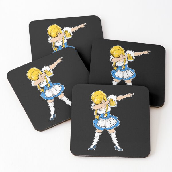 Item preview, Dabbing Blonde Bar Maiden with Mug of Beer Wearing a Dirndl graphic designed and sold by tronictees.