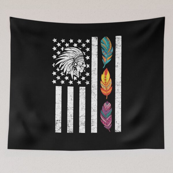 Item preview, USA Flag Feather Native American Heritage Day Indigenous People Indian Gift designed and sold by Dressed For  Duty.