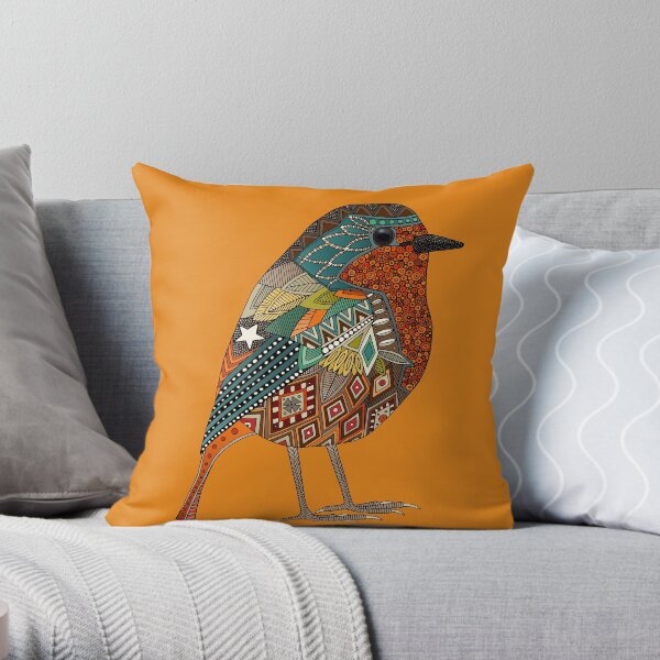 robin orange Throw Pillow