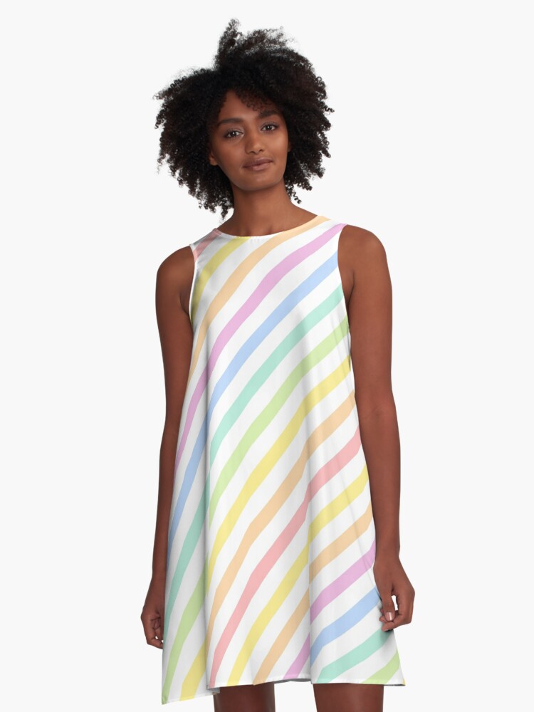 Pastel Rainbow Stripes A Line Dress for Sale by newburyboutique Redbubble