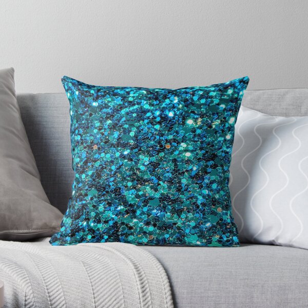 Turquoise Sparkling Sequins Throw Pillow