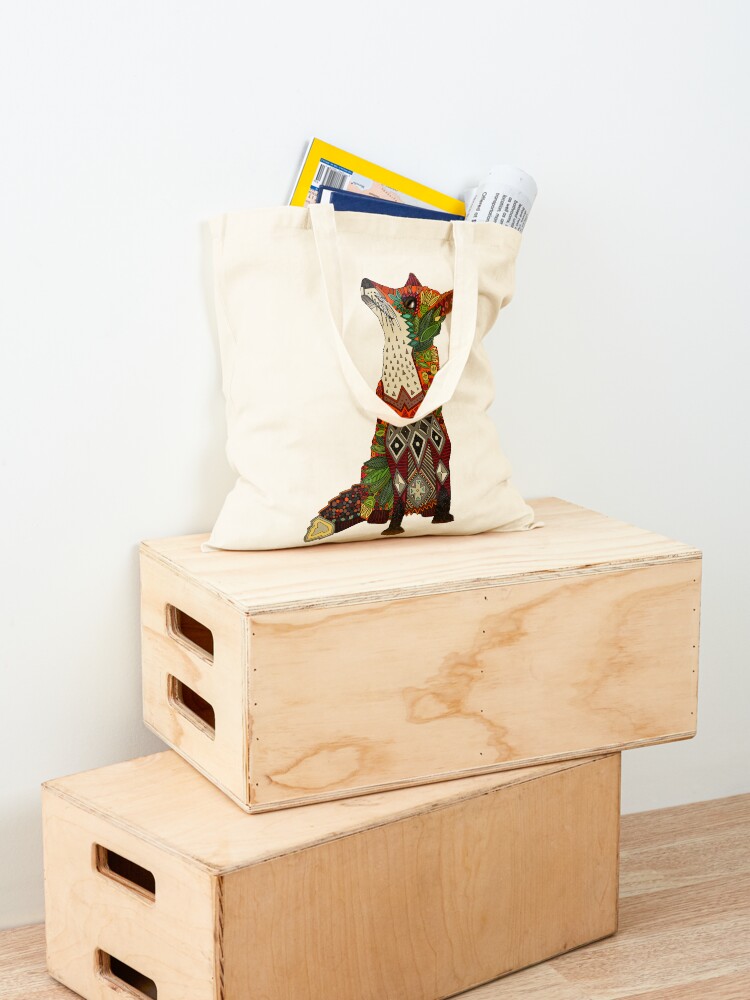 Alternate view of floral fox Tote Bag