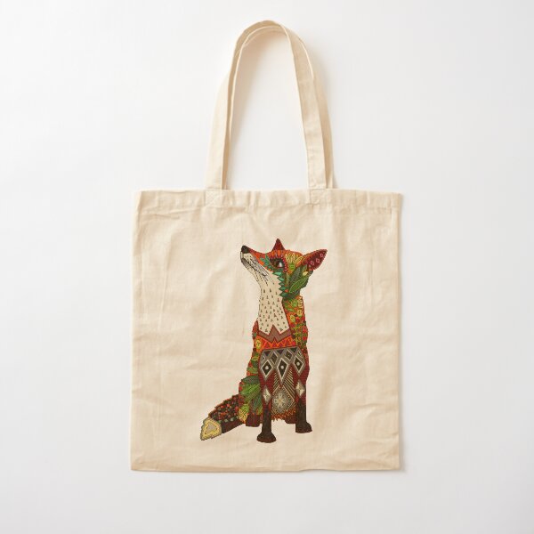 floral fox Cotton Tote Bag