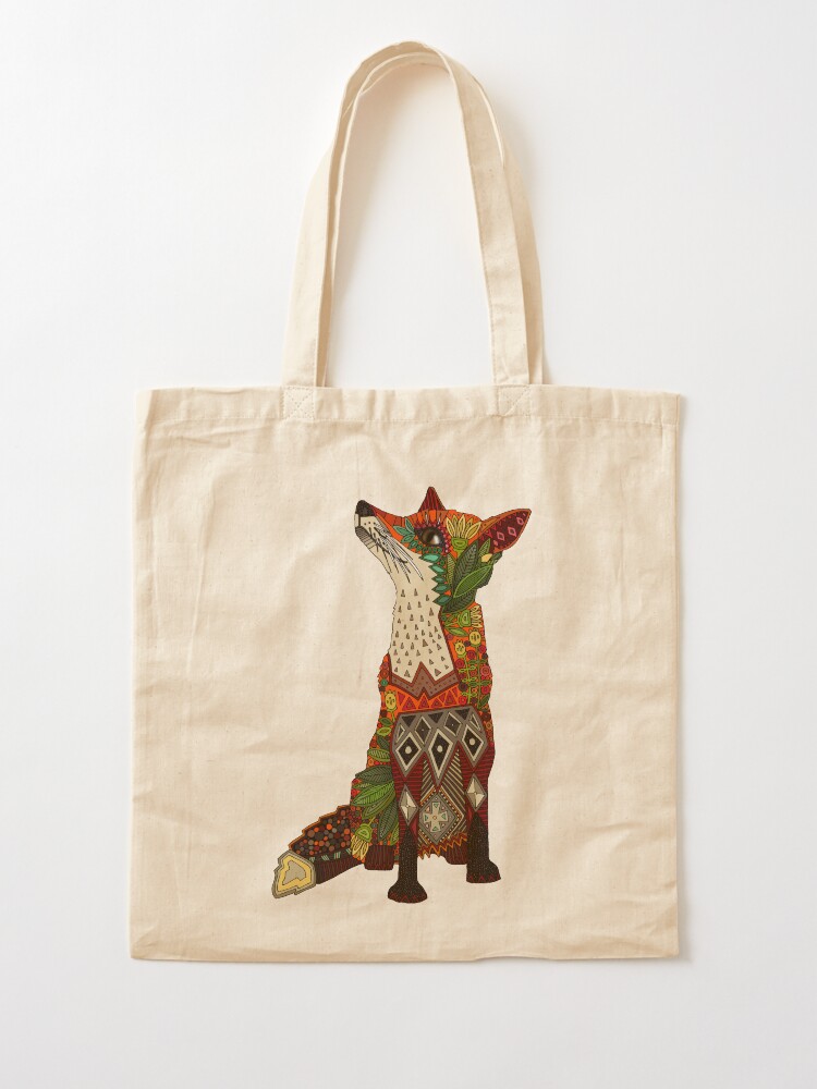 Alternate view of floral fox Tote Bag