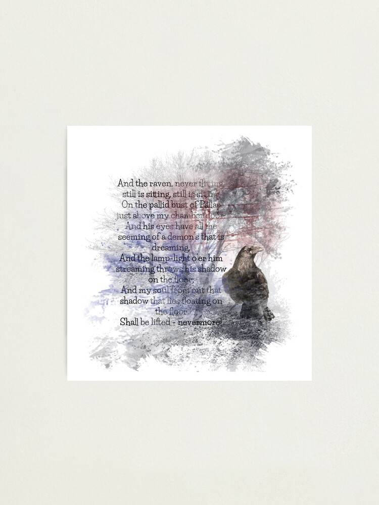 Crow Raven Edgar Allen Poe Nevermore Watercolor Painting Print Wall Decor Art