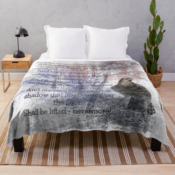 Edgar Allan Poe Poem The Raven Throw Blanket