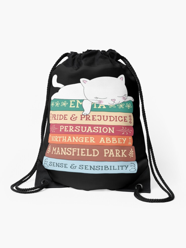 Thumbnail 1 of 3, Drawstring Bag, Jane Austen Books designed and sold by SQWEAR.