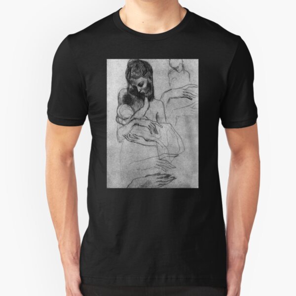 HIGH RESOLUTION Mother and Child Study Pablo Picasso Slim Fit T-Shirt
