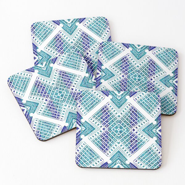 Item preview, Teal and Blue Ankara African Abstract Print Pattern Design -  Geometric Shapes designed and sold by balbert3.
