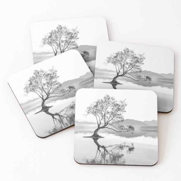 Item preview, Black and White Landscape Wanaka Tree New Zealand designed and sold by ind3finite.
