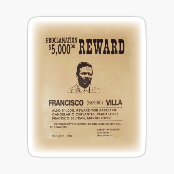 pancho villa reward poster clipart