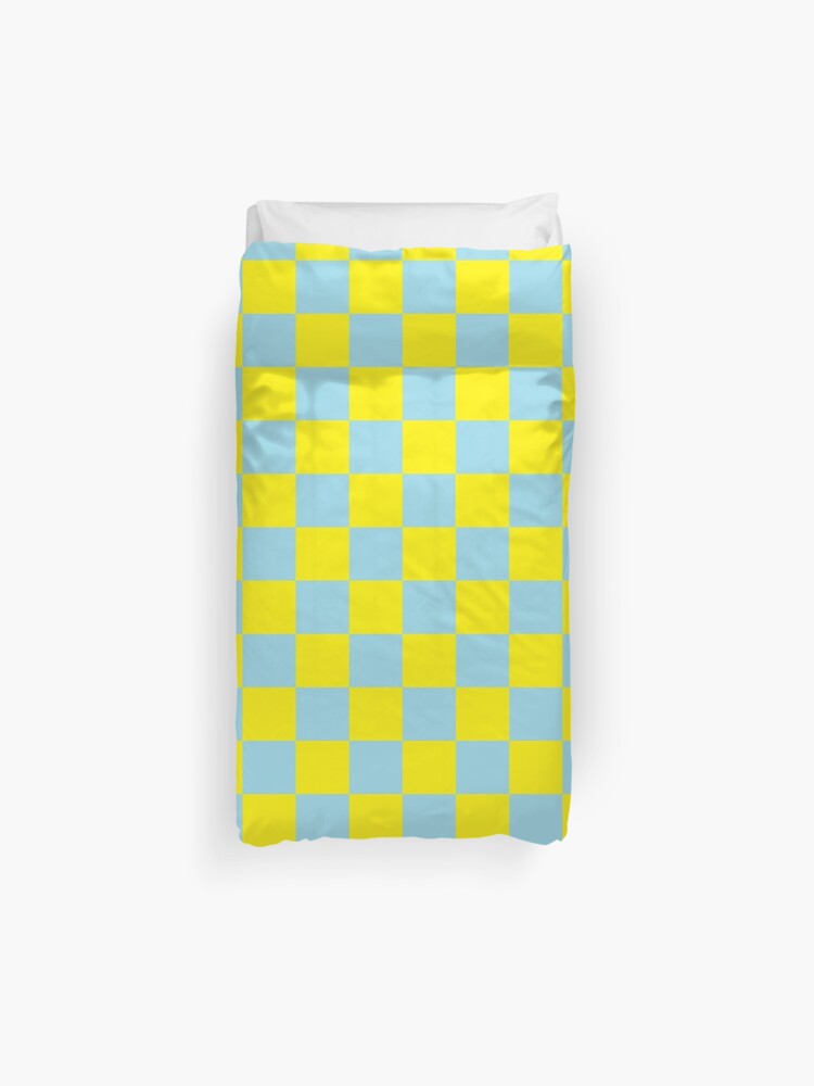 Checkered Pastel Blue And Yellow Duvet Cover By Lornakay Redbubble