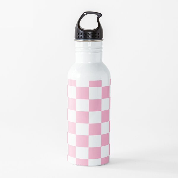 Checkered Pink and White  Water Bottle