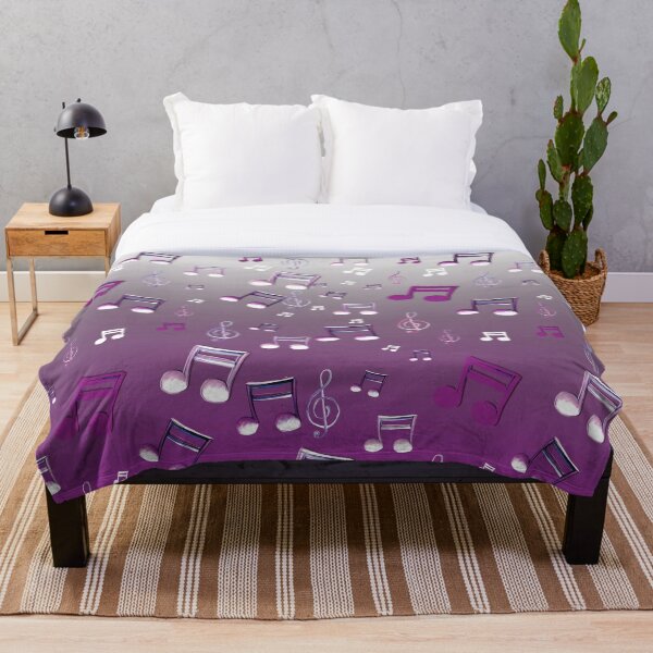 Purple Notes Throw Blanket