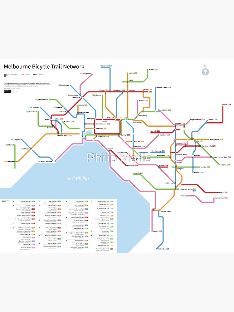 "Melbourne Bicycle Network Map" Poster for Sale by pmallis Redbubble