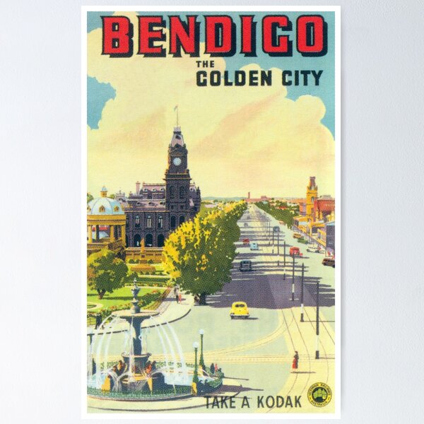Item preview, Bendigo Australia Vintage Travel Poster designed and sold by vintagevivian.