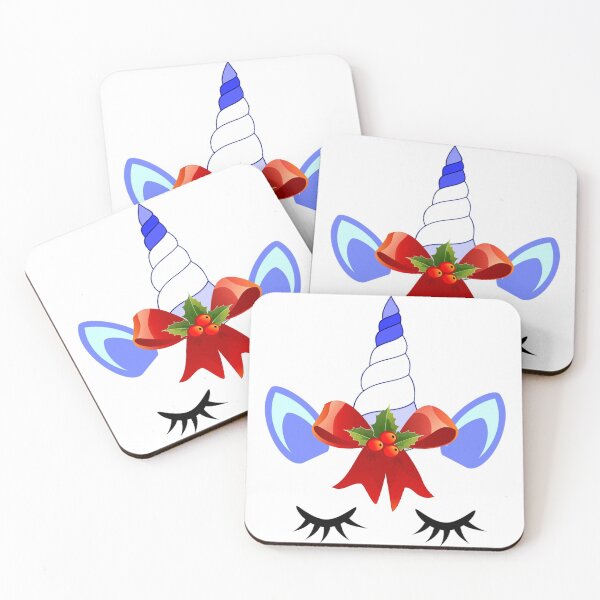 Item preview, unicorn red ribbon crown christmas holly berry leaves designed and sold by atevern.
