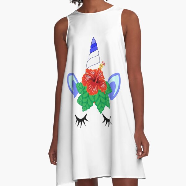 unicorn crown gumamela flower A-Line Dress