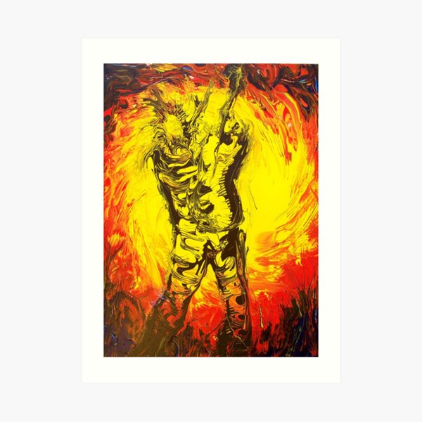 Abstract Impressionism Guitar man Art Print