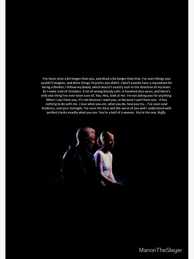 "Buffy and Spike You're the one, Buffy" Spiral Notebook for Sale by