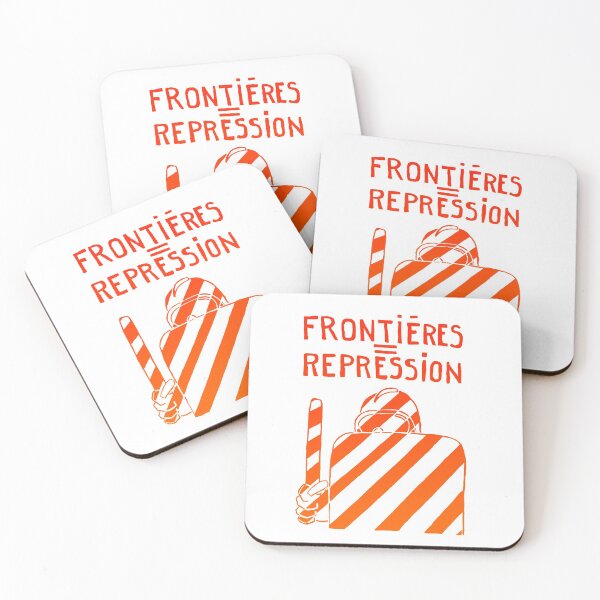 Item preview, Paris Revolt, May 68: 'FRONTIERES = REPRESSION': Graduated Reds on White designed and sold by Day Chapman.