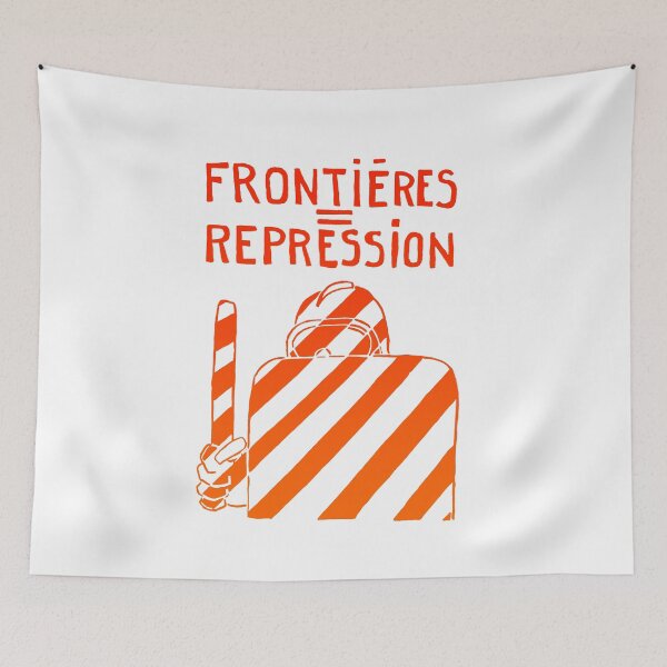Item preview, Paris Revolt, May 68: 'FRONTIERES = REPRESSION': Graduated Reds on White designed and sold by Day Chapman.