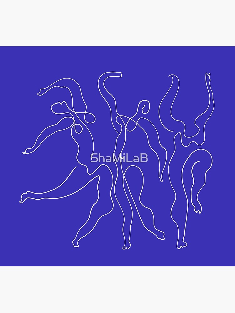 Picasso Line Art - Dancers - Blue Background by ShaMiLaB