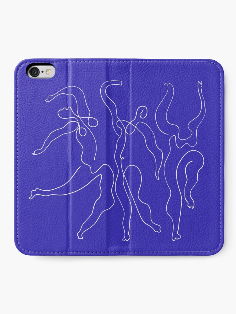 Alternate view of Picasso Line Art - Dancers - Blue Background iPhone Wallet