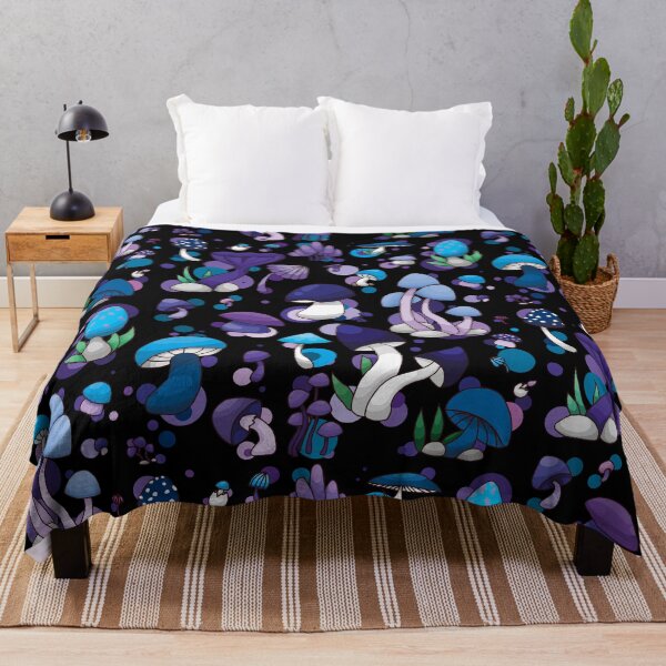 Mushroom - cool colours Throw Blanket