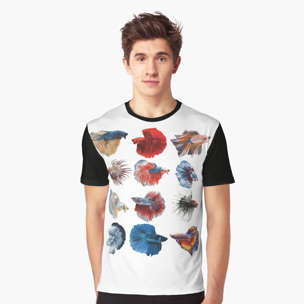 Men's Design by Humans Betta Fish by PentoolKnight T-Shirt - Black - 5X Large