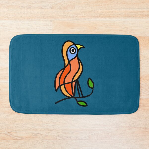 Item preview, Color Bird on a Twig on Blue Board "Paper Drawings/Paintings" designed and sold by Istvan Ocztos.