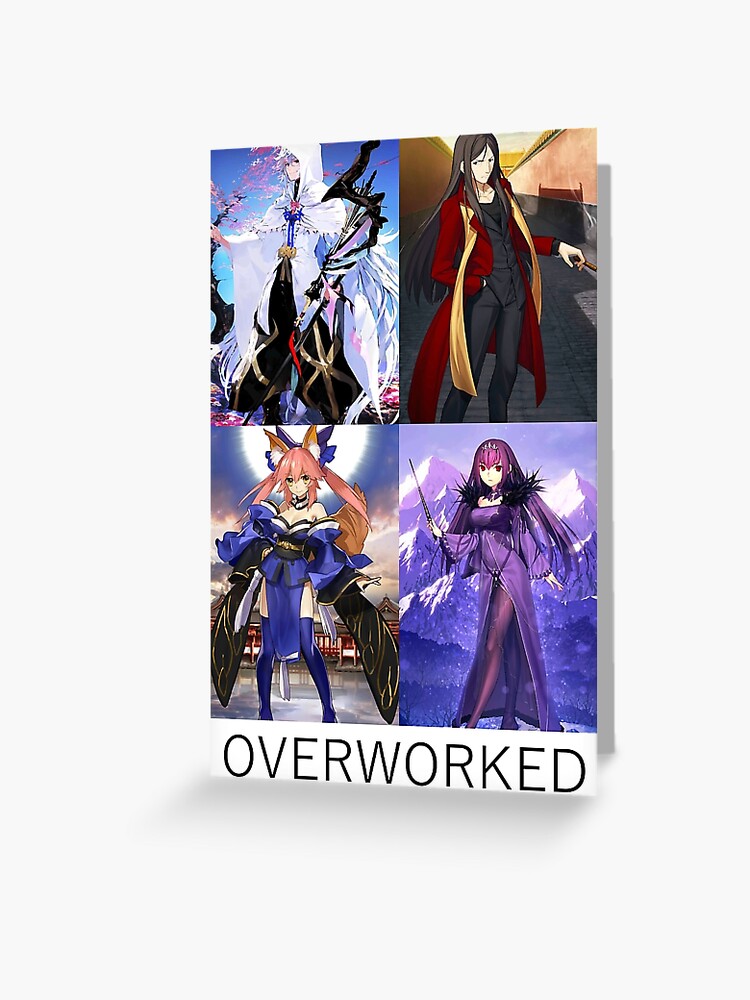 Fate Grand Order Fgo The Overworked Club Greeting Card By Wabobabo Redbubble