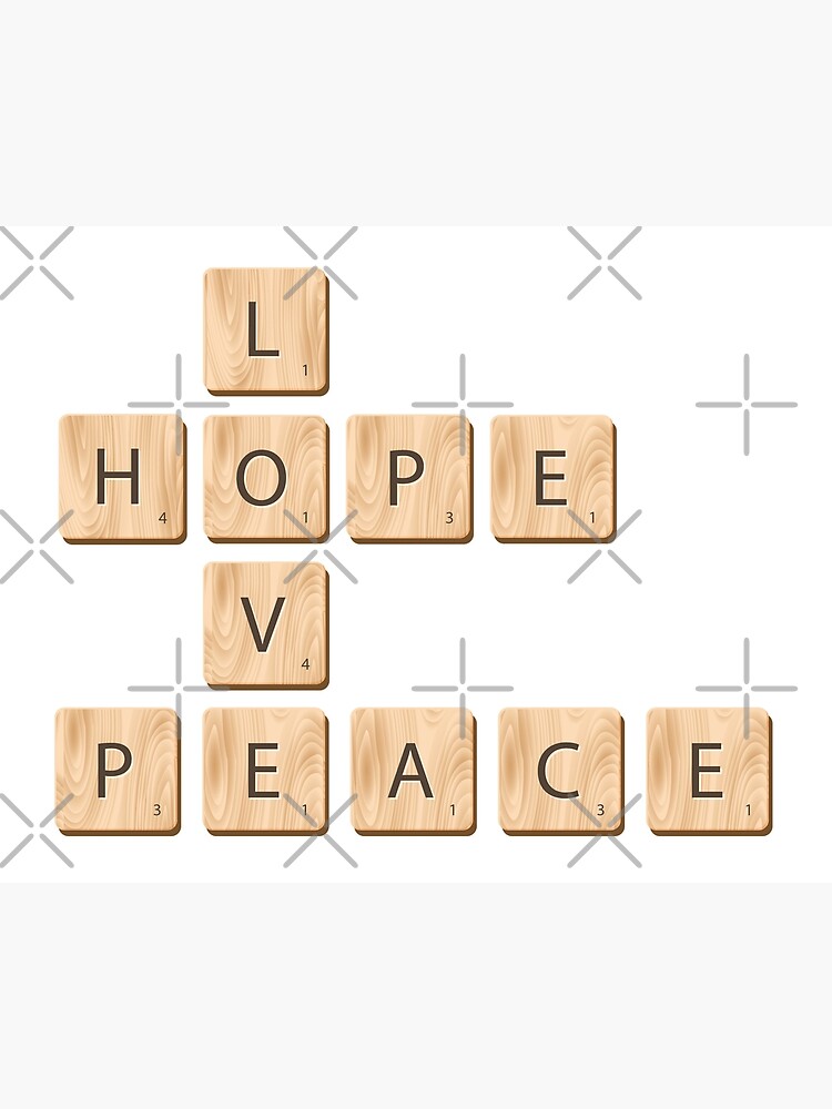 Love Hope Peace Scrabble Words Art Board Print