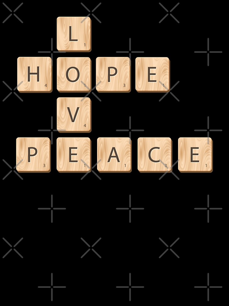 Love Hope Peace Scrabble Words Kids T Shirt