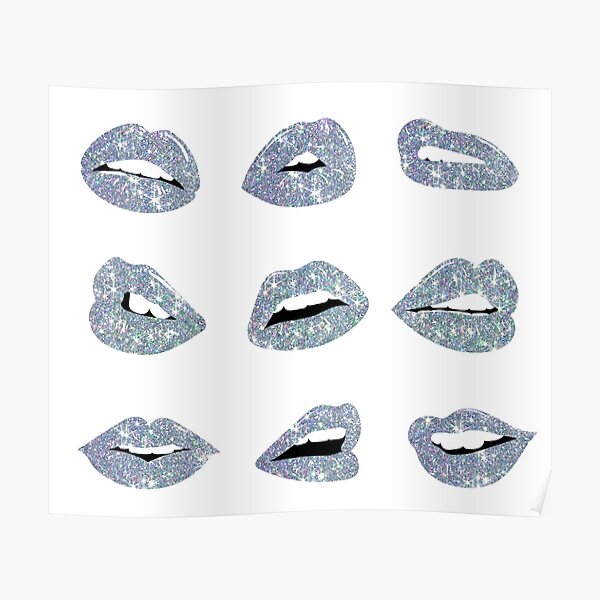 Kiss Kiss Faux Glitter Lips Poster