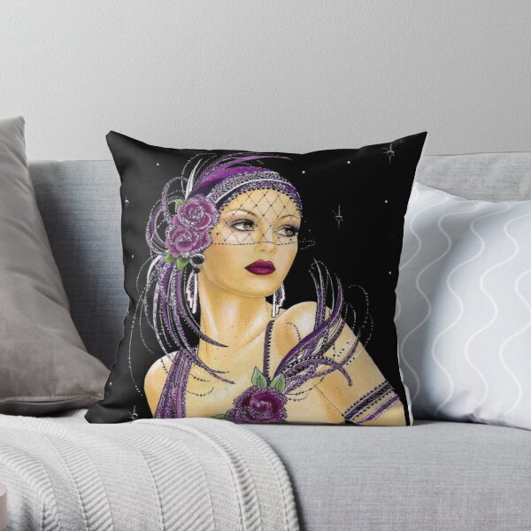 FLAPPER : Vintage 1930 Art Deco Print Throw Pillow